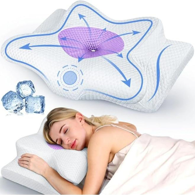 Emircey Memory Foam Neck Pillow, Soft Comfortable Contour Sleep Pillow, Odorless Pillow/Breathable Cases, Bed Pillow, Father'S Day Gifts for Him