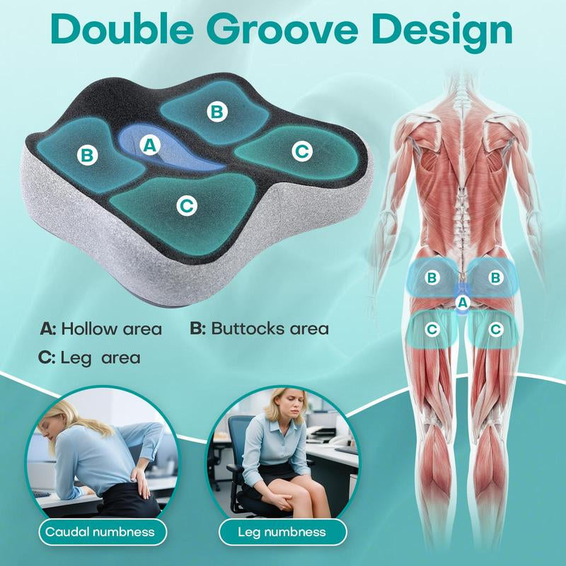 Ergonomic Design Waist Support Pillow, Adjustable Strap Waist Support Cushion for Adjustable Swivel Chair, Comfortable Seat Cushion for Office Chair & Car Seat