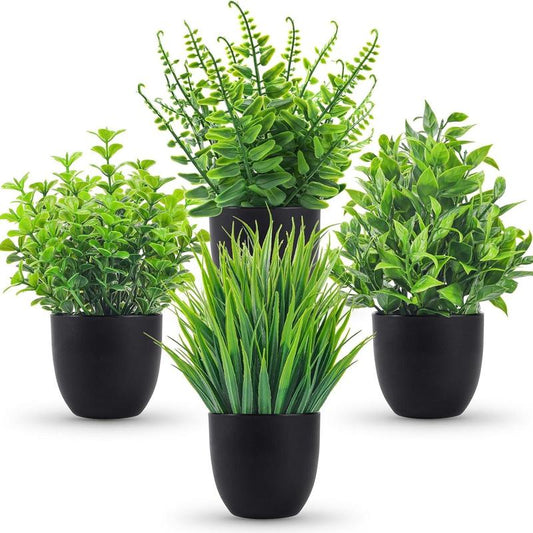 Artificial Potted Plant, 4 Counts/Set Fake Potted Plant, Faux Decorative Indoor Plant for Home Office Desktop Decor, Home Decor Supplies, Room Decor, Artificial Trees, Garden Decoration, Decoration Items, Artificial Plants