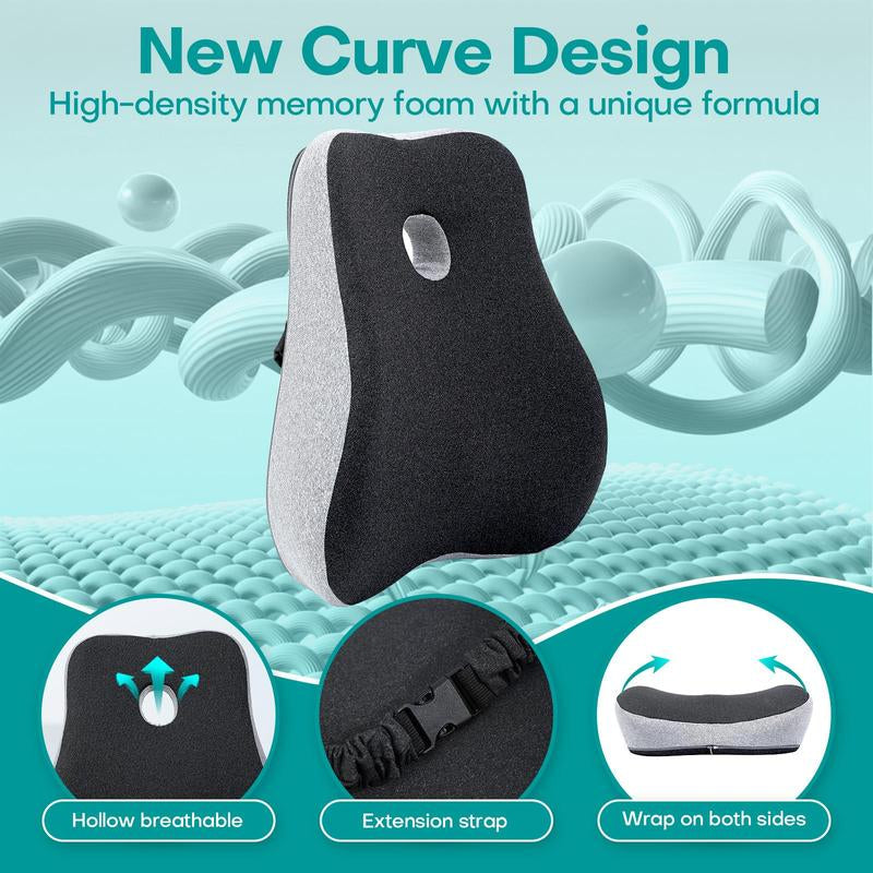Ergonomic Design Waist Support Pillow, Adjustable Strap Waist Support Cushion for Adjustable Swivel Chair, Comfortable Seat Cushion for Office Chair & Car Seat