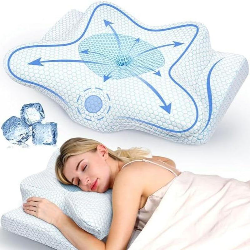 Emircey Memory Foam Neck Pillow, Soft Comfortable Contour Sleep Pillow, Odorless Pillow/Breathable Cases, Bed Pillow, Father'S Day Gifts for Him