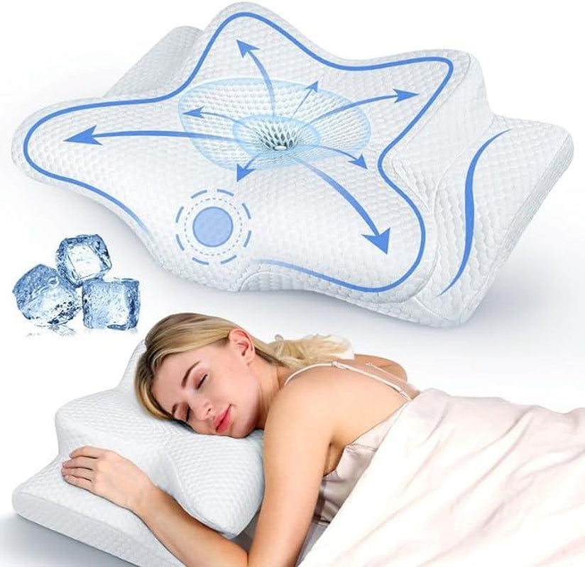Emircey Memory Foam Neck Pillow, Soft Comfortable Contour Sleep Pillow, Odorless Pillow/Breathable Cases, Bed Pillow, Father'S Day Gifts for Him
